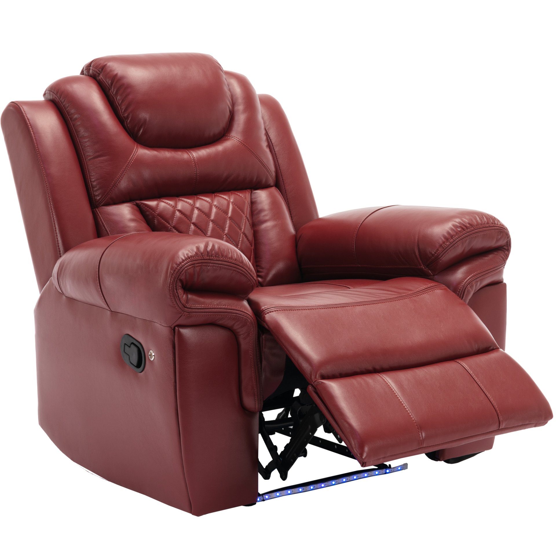 Home Theater Seating Manual Recliner Chair With Led Light Strip For Living Room - Wind Red - Image 8