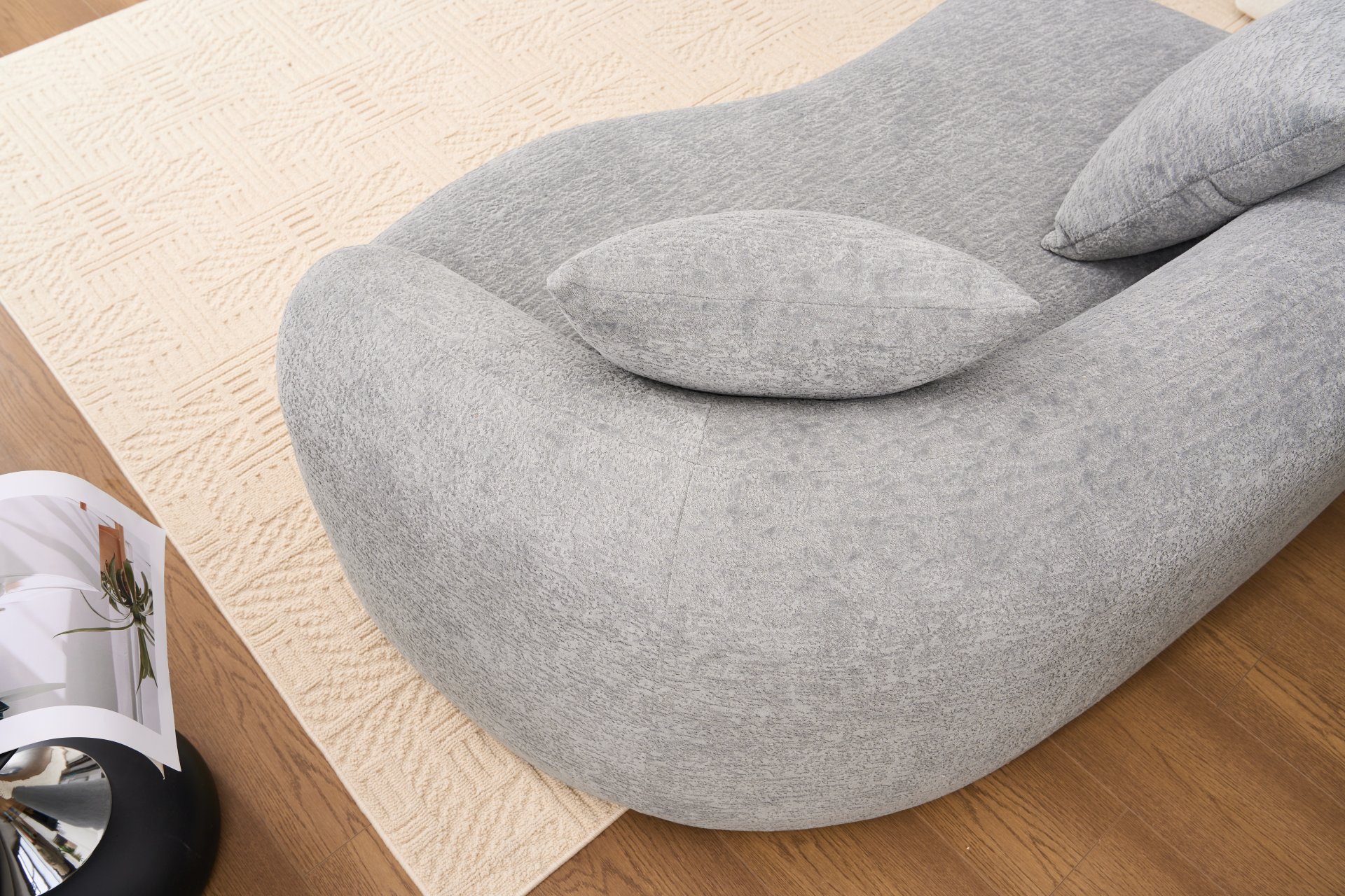 4 Seater Sofa With Chenille Fabric, 30D, 60 Hardness Full Sponge, 4 Pillow For Living Room, Home Furniture Sleeper Sectional Sofa For Apartment - Gray - Image 33