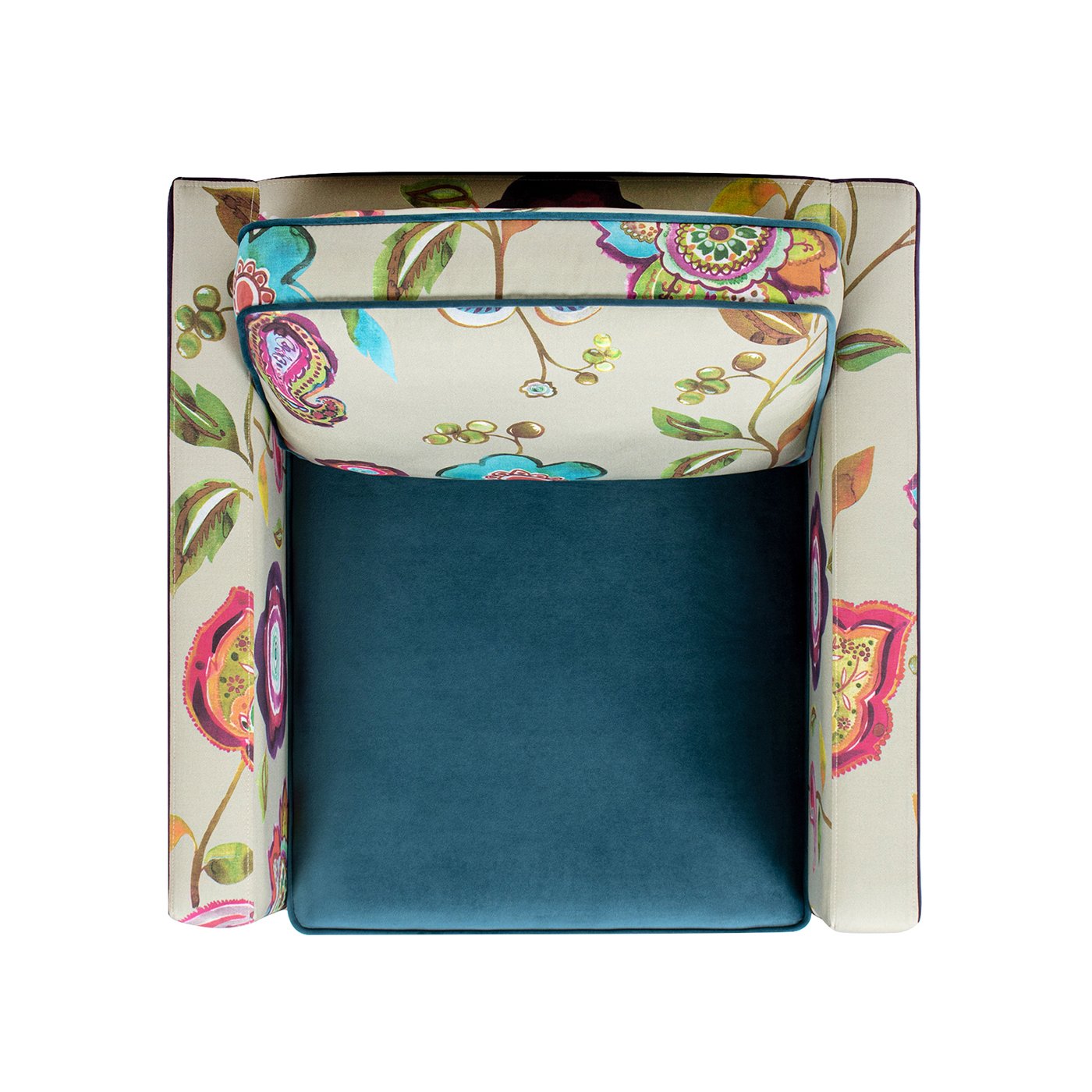 Mamba - Patchwork Accent Chair - Teal Blue Purple / Multicolored Floral - Image 2
