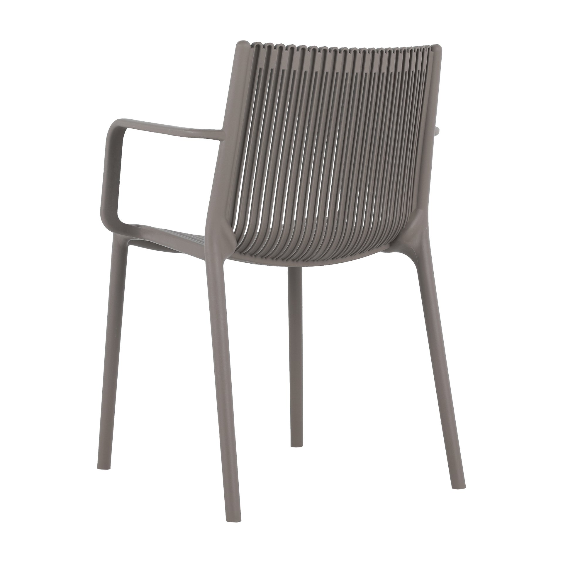 4 Piece Stackable Single Chairs With Vertical Stripe Design For All Weather - Warm Gray - Image 15
