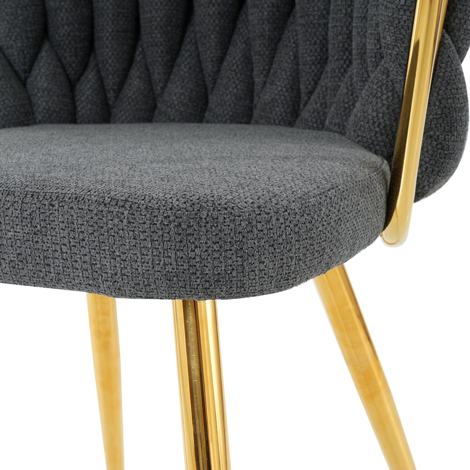 Modern Simple Dark Gray Linen Dining Chair With Plated Metal Legs, (Set of 2) - Gold - Image 16
