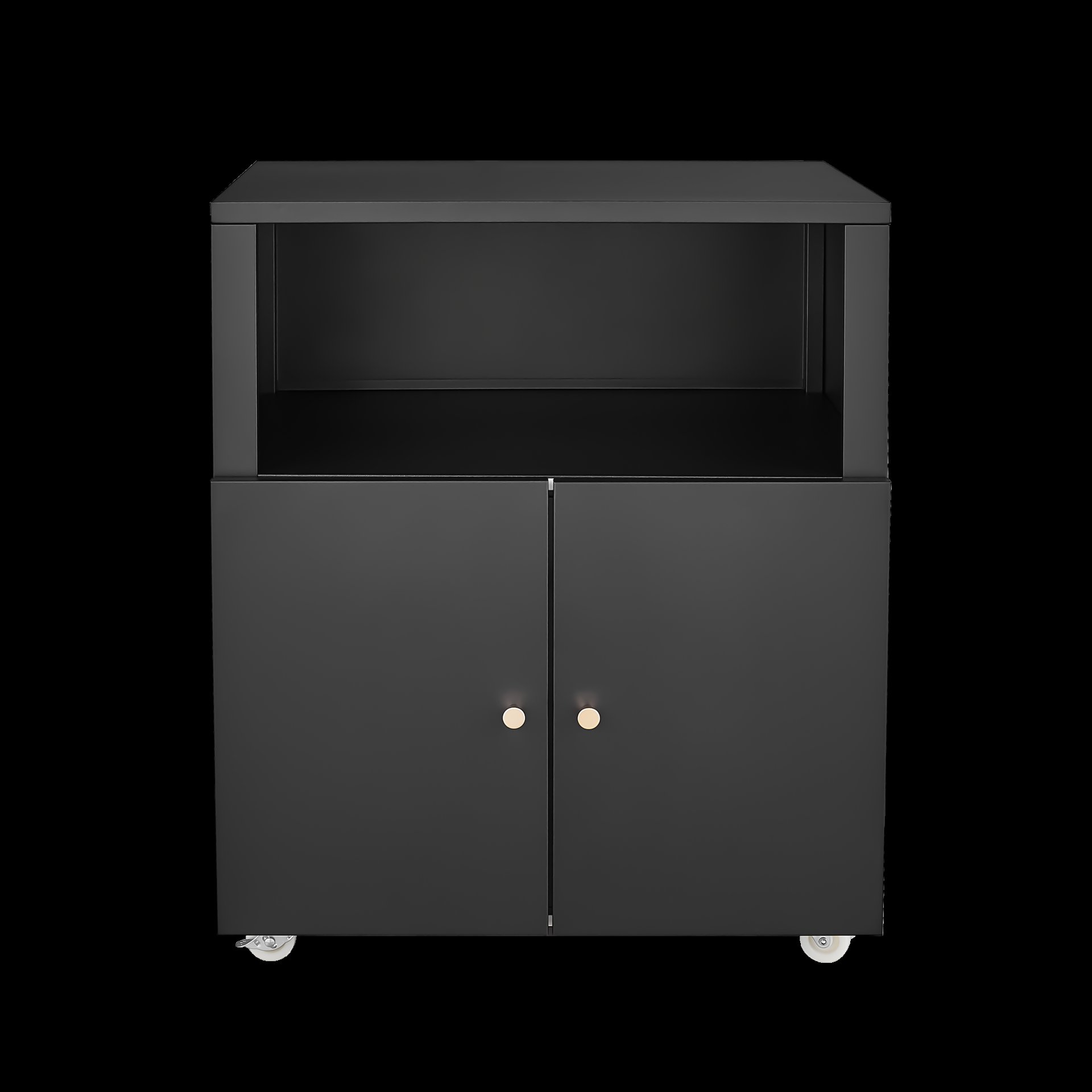 Mobile Printer Stand With Wheels And File Cabinet - Black - Image 6