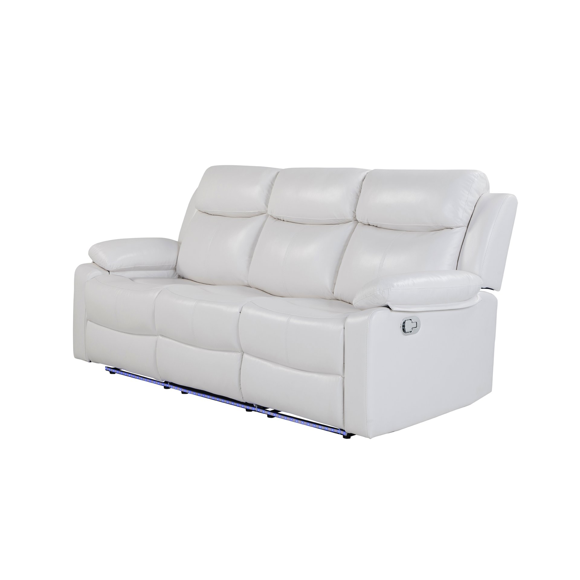 Blanche - Reclining Sofa With LED Lights Frame, Pillow Top Arms - White - Image 7