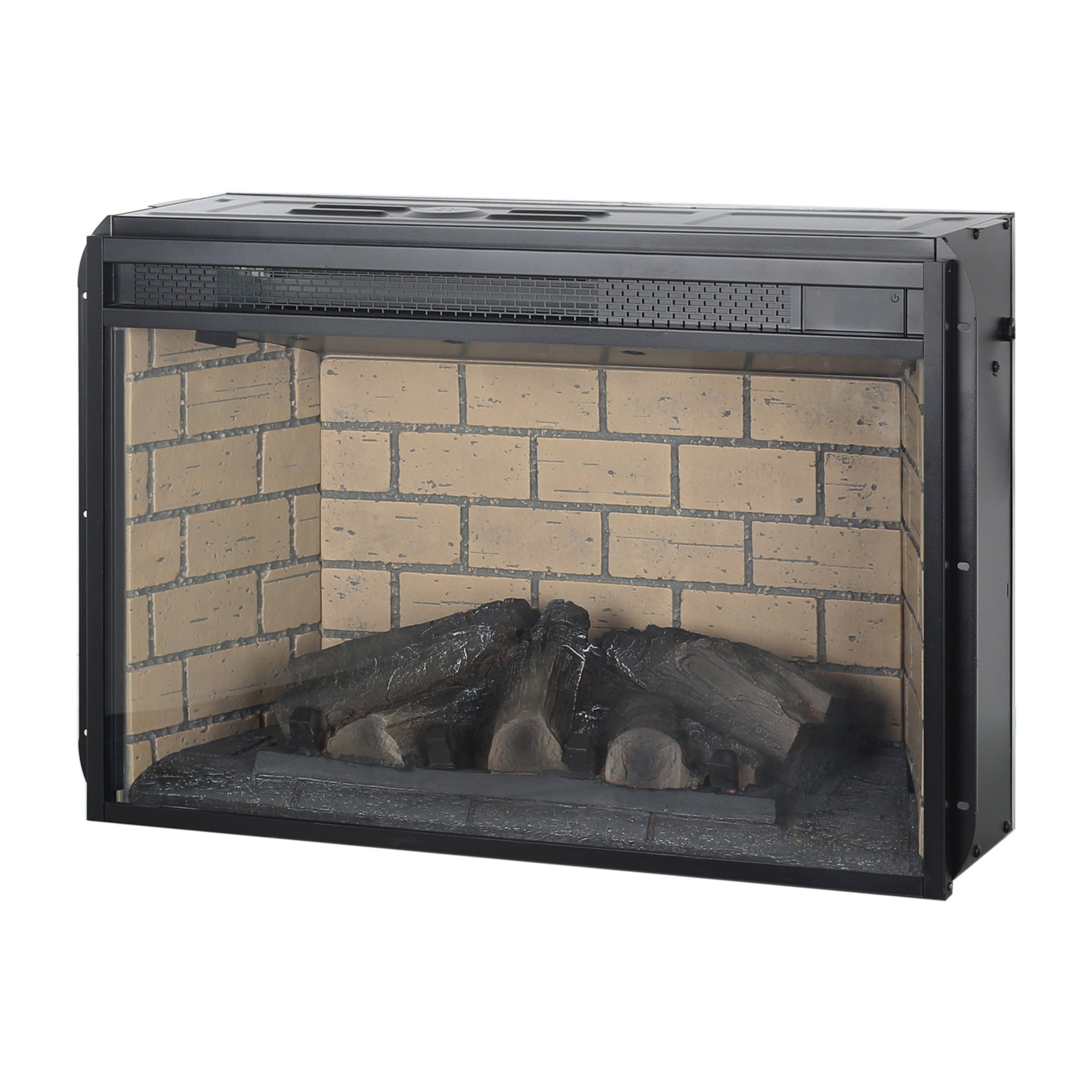 26" Infrared Quartz Heater Fireplace Insert -Woodlog Version With Brick - Antique Black - Image 8