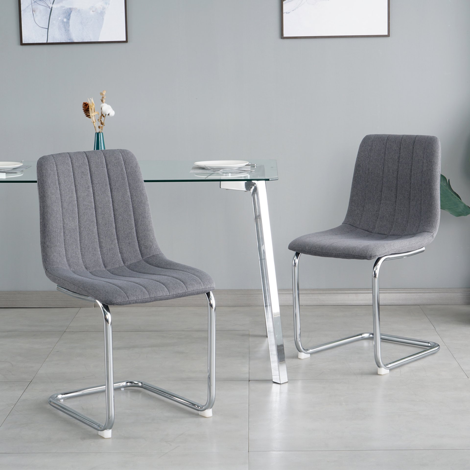 Modern Simple Light Luxury Dining Chair (Set of 4) - Dark Gray - Image 2