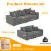 3 Seat Sofa, Convertible Deep Seat Sofa Lounge Chair For Living Room - Gray - Image 4
