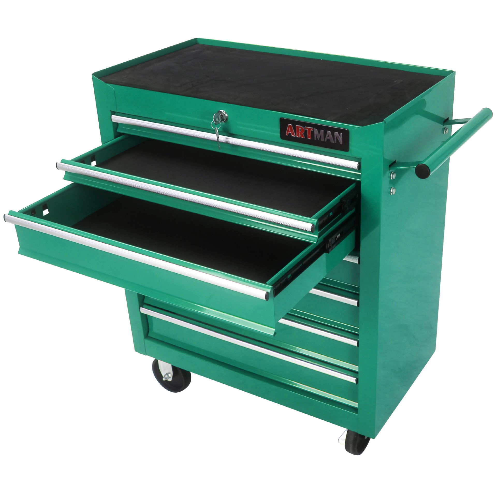 7 Drawers Multifunctional Tool Cart & Wheels - Green - Image 5