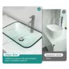 Clear Vessel Sink Rectangle Above Counter Bathroom Basin With Pop Up Drain, No Faucet - Clear - Image 2