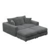 3 Seat Sofa, Deep Seat Couches With Soft Pillows And 2 Ottomans, Convertible Sofa Lounge Chair, For Living Room - Gray - Image 22