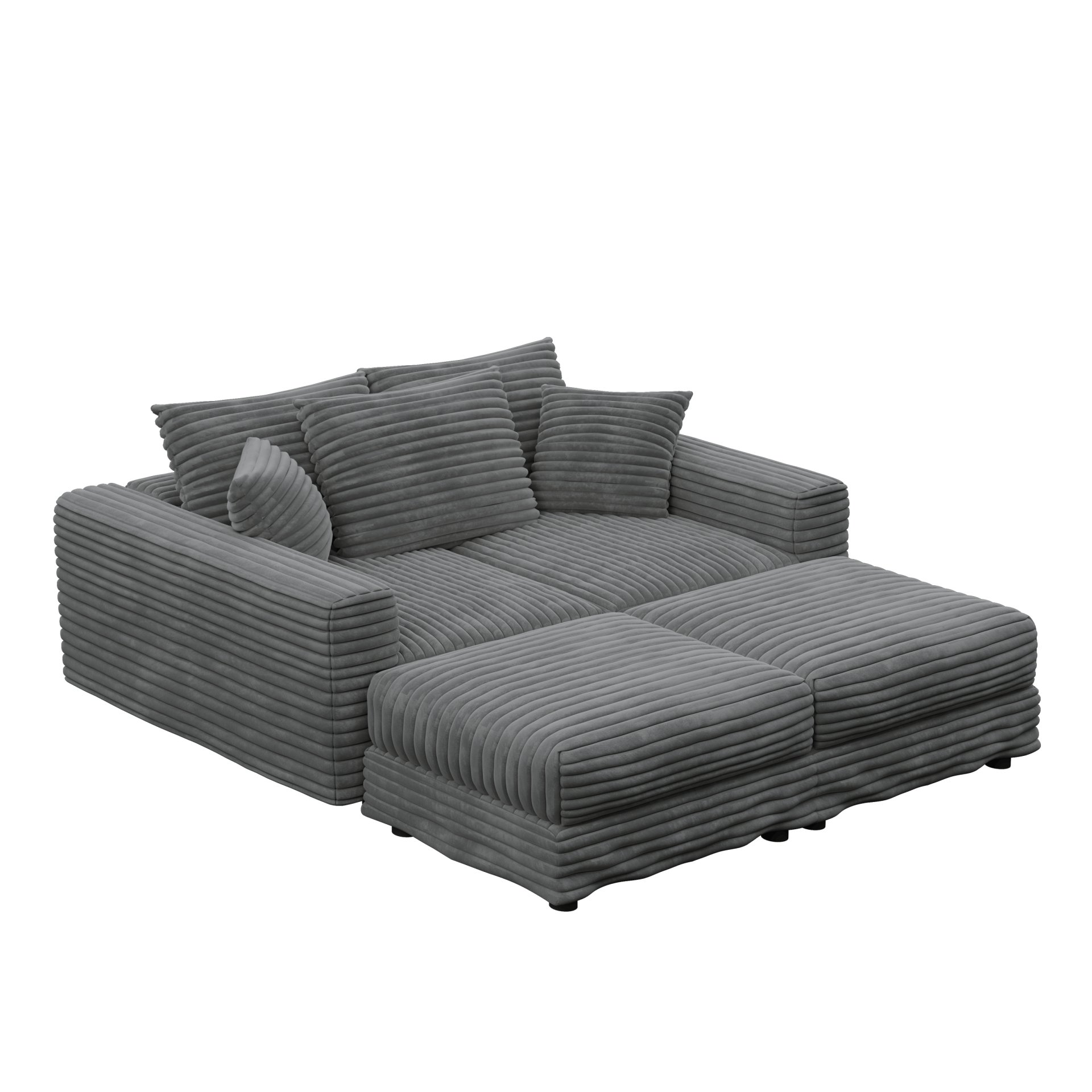 3 Seat Sofa, Deep Seat Couches With Soft Pillows And 2 Ottomans, Convertible Sofa Lounge Chair, For Living Room - Gray - Image 22