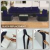 Cushion Covers For 7 Piece Wicker Sectional Sofa, 14 Pack Seat And Back Slipcovers With Zipper - Navy Blue - Image 3