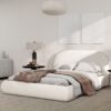 Archie Puffy Grounded - Queen Upholstered Platform Bed - Almond White - Image 2