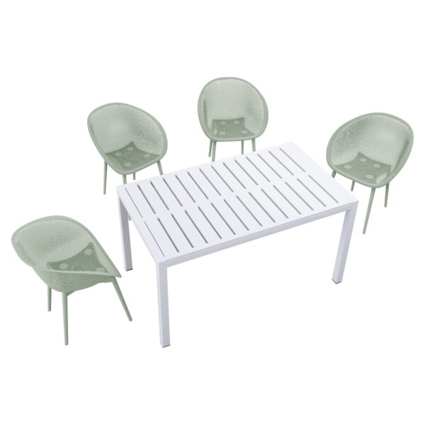 2 Pack Lounge Chair Set With Folding Square Table - Pale Green / White