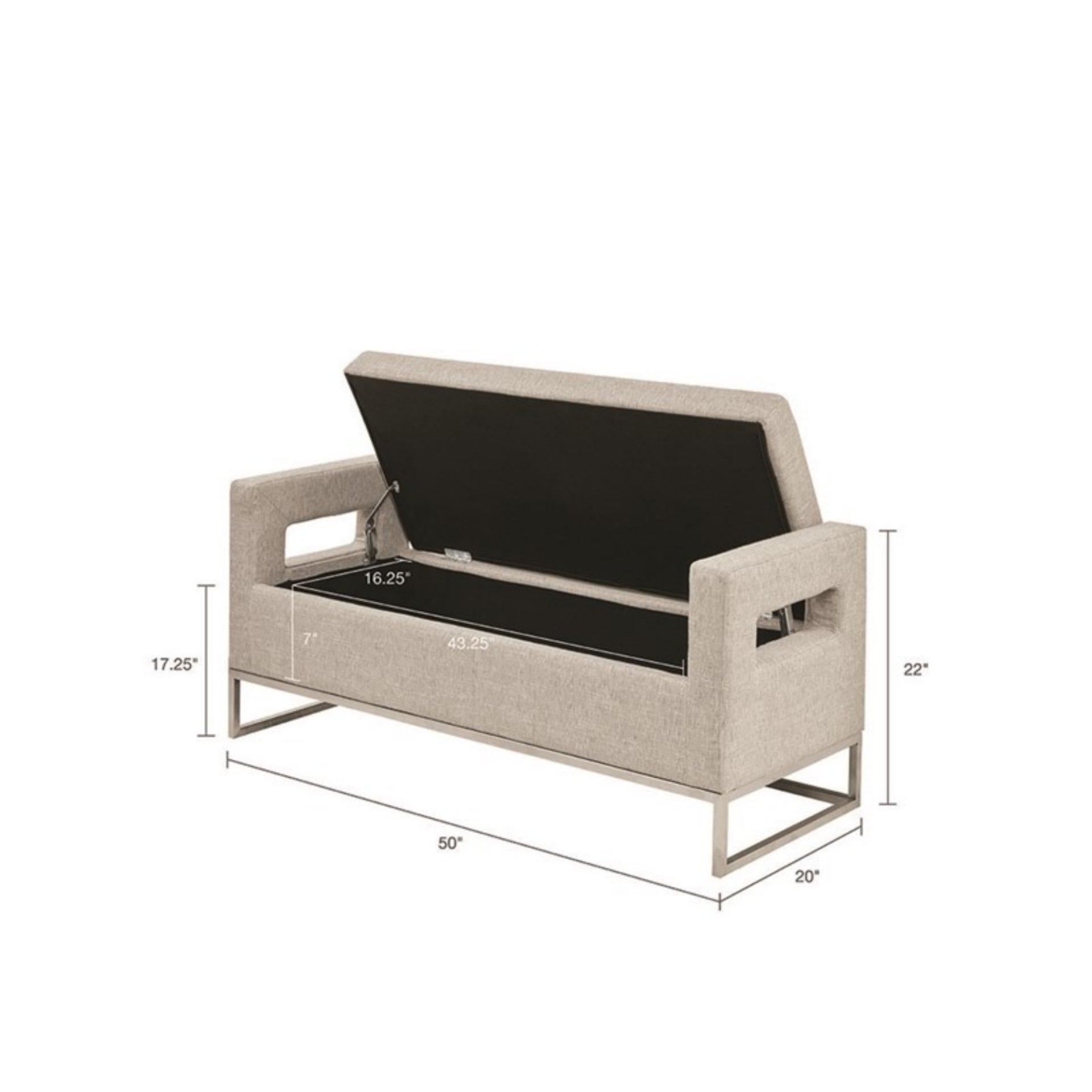 Crawford - Soft Close Storage Bench With Open Sides - Gray - Image 3