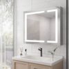 36" X 30" Medicine Cabinet With LED Vanity Mirror, Anti-Fog Recessed Or Surface Mount Bathroom Double Door Large Storage 3000K~6000K Bright Lighted Aluminum Storage Cabinet With Touch Switch - Silver - Image 11