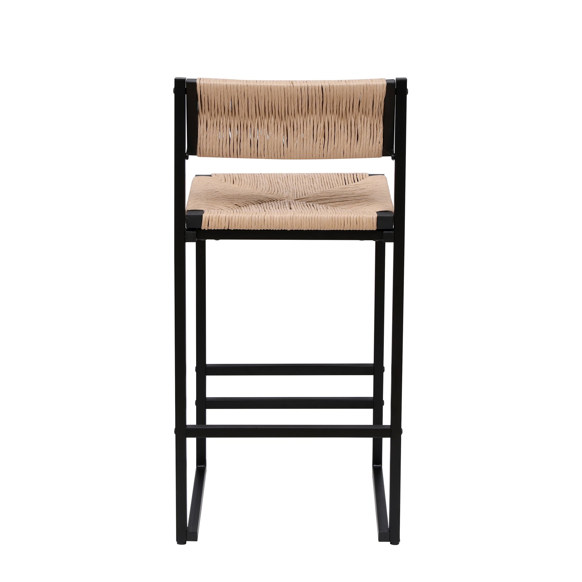 Bar Stools (Set of 2) Paper Rope Weave Dining Chairs With Back Hand Weave Stools For Kichen Island, Bar & Counter - Honey - Image 12
