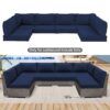 Outdoor Deep Seat Cushion Set For Patio Furniture, Polyester Replacement Pads - Navy Blue - Image 2