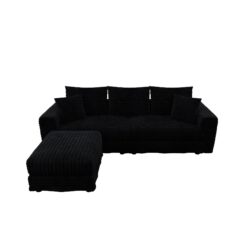 3 Seat Sofa, Deep Seat Couches With Soft Pillows And 1 Ottomans, Convertible Sofa Lounge Chair, For Living Room - Black