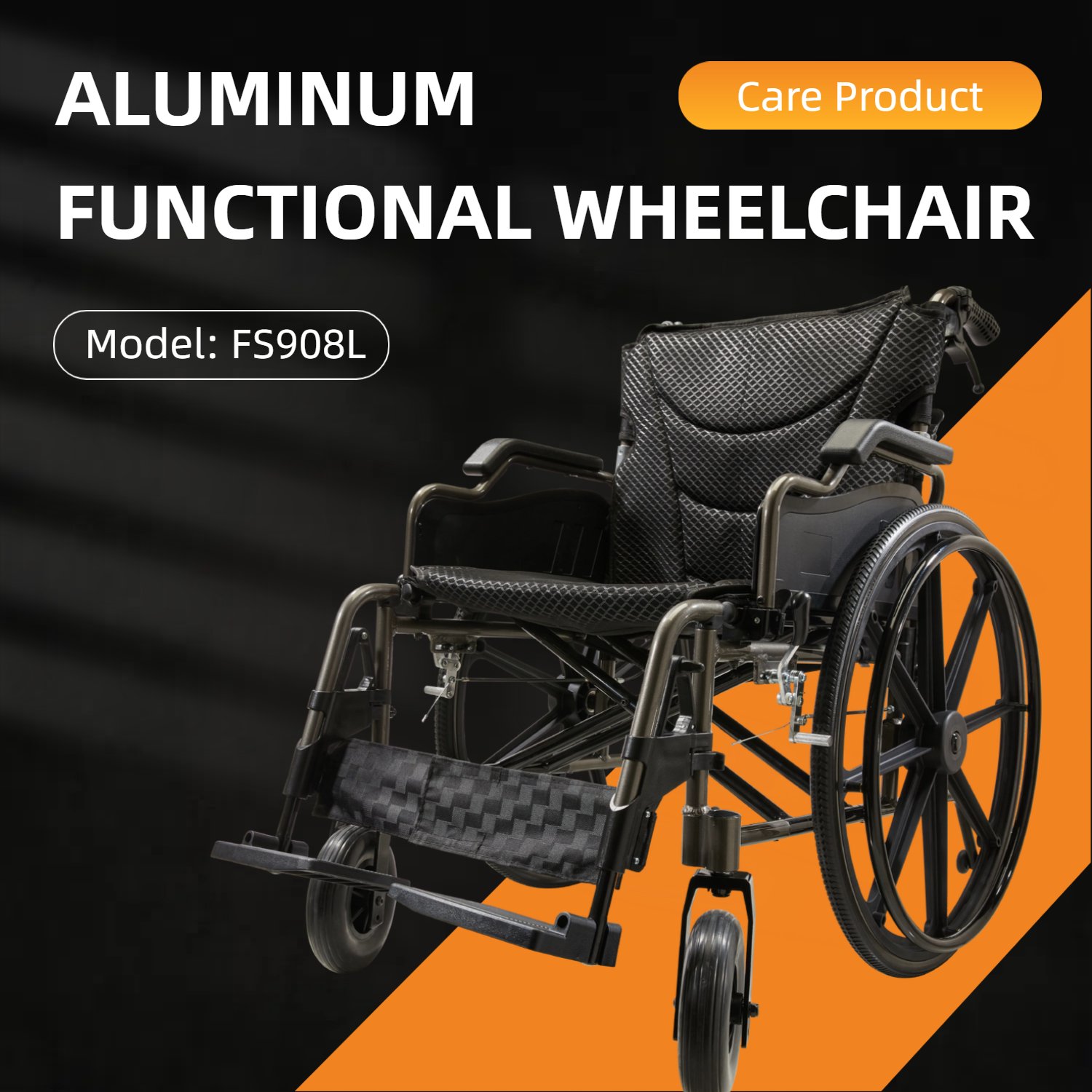Manual Wheelchair With Double X Force Support Double Brakes 24" Non InflatableTires Lightweight Foldable Transport Wheelchair For All Terrains 350Lbs Capacity Color - Black / Gray - Image 4