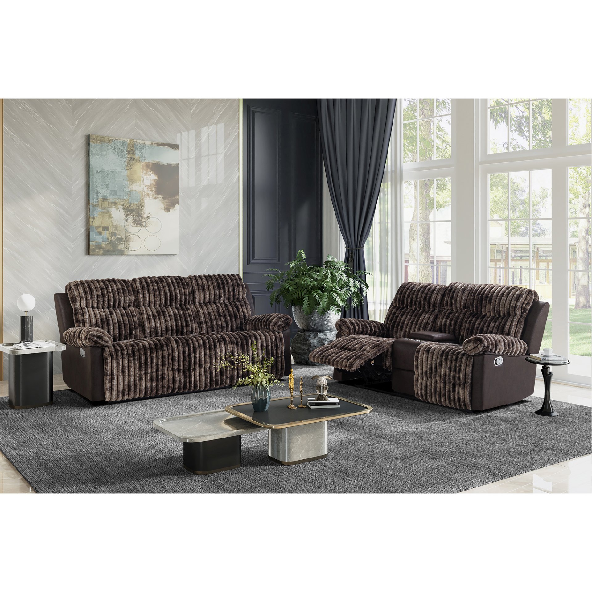 Brenda - Sofa With Manual Recline Function - Brown - Image 11
