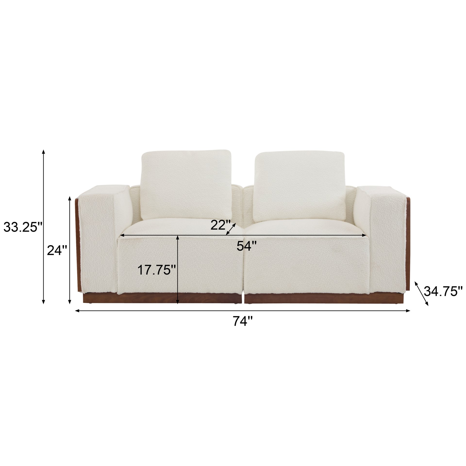 Chita - Modular Sectional Sofa 2 Seater With Larger Seats - Beige - Image 3