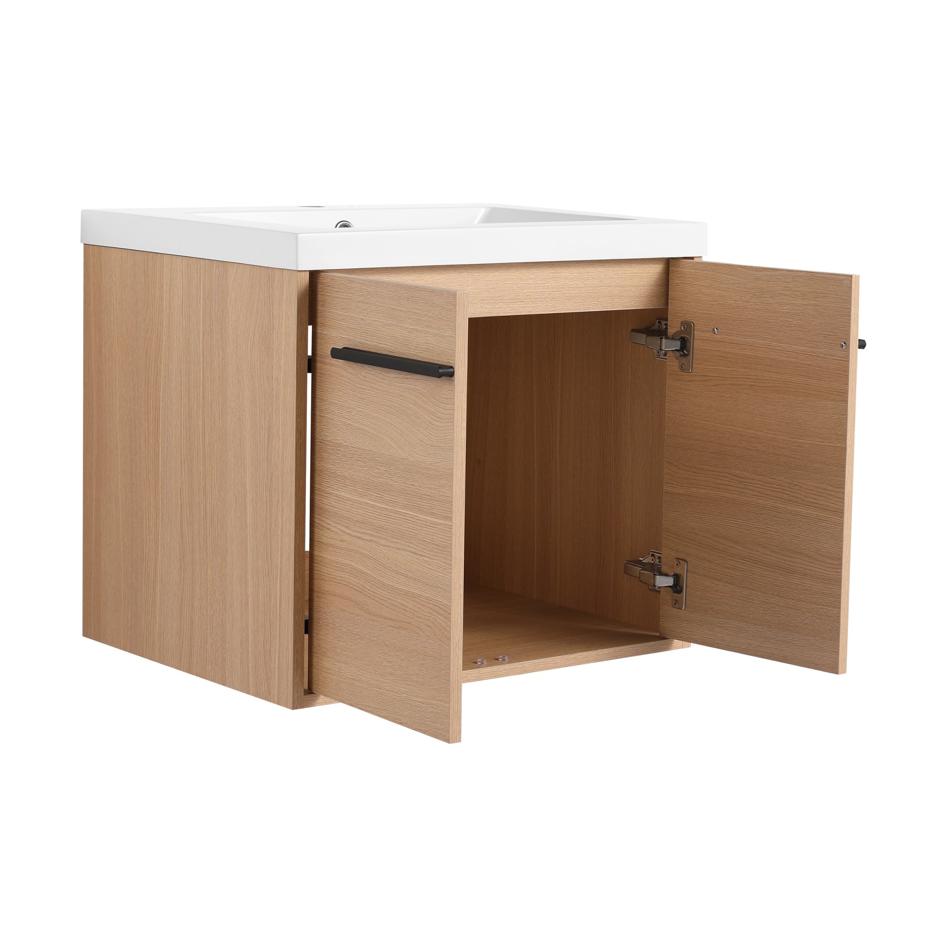 Bathroom Vanity Set With Resin Countertop Sink, 2 Doors - Oak - Image 21