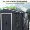 8Ft X 4Ft Outdoor Metal Storage Shed With Sliding Door And Foundation For Backyard, Patio, Lawn - Black / White - Image 6