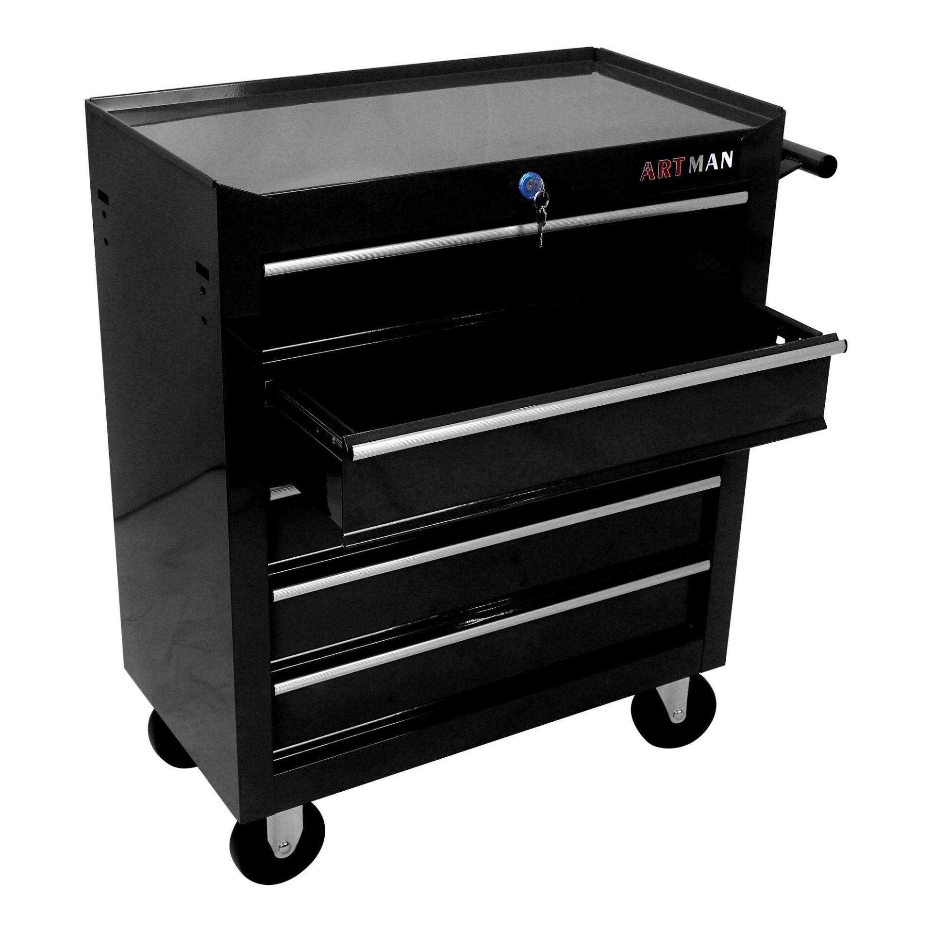 5 Drawers Multifunctional Tool Cart With Wheels - Black - Image 7