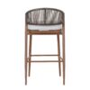 Outdoor Bar Height Aluminum Frame Counter Stools With Scallop Shaped Backrest & Water Resistant Cushions (Set of 2) - Teak - Image 17