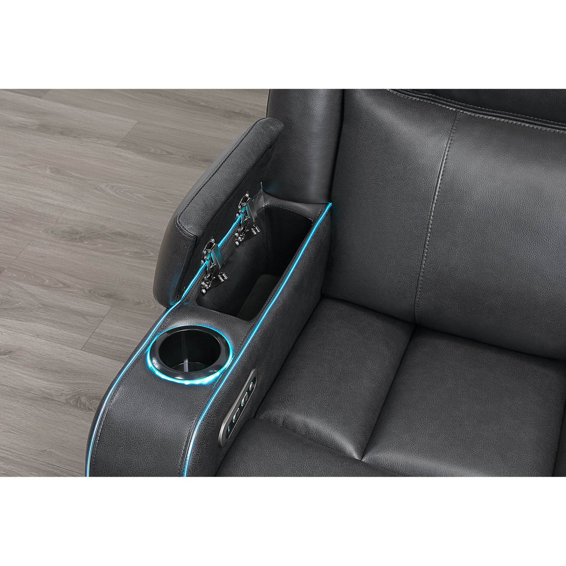 Blanca - Power Reclining 3 Piece Set With LED Lights, USB Connectivity, And Built In Speakers - Charcoal - Image 5