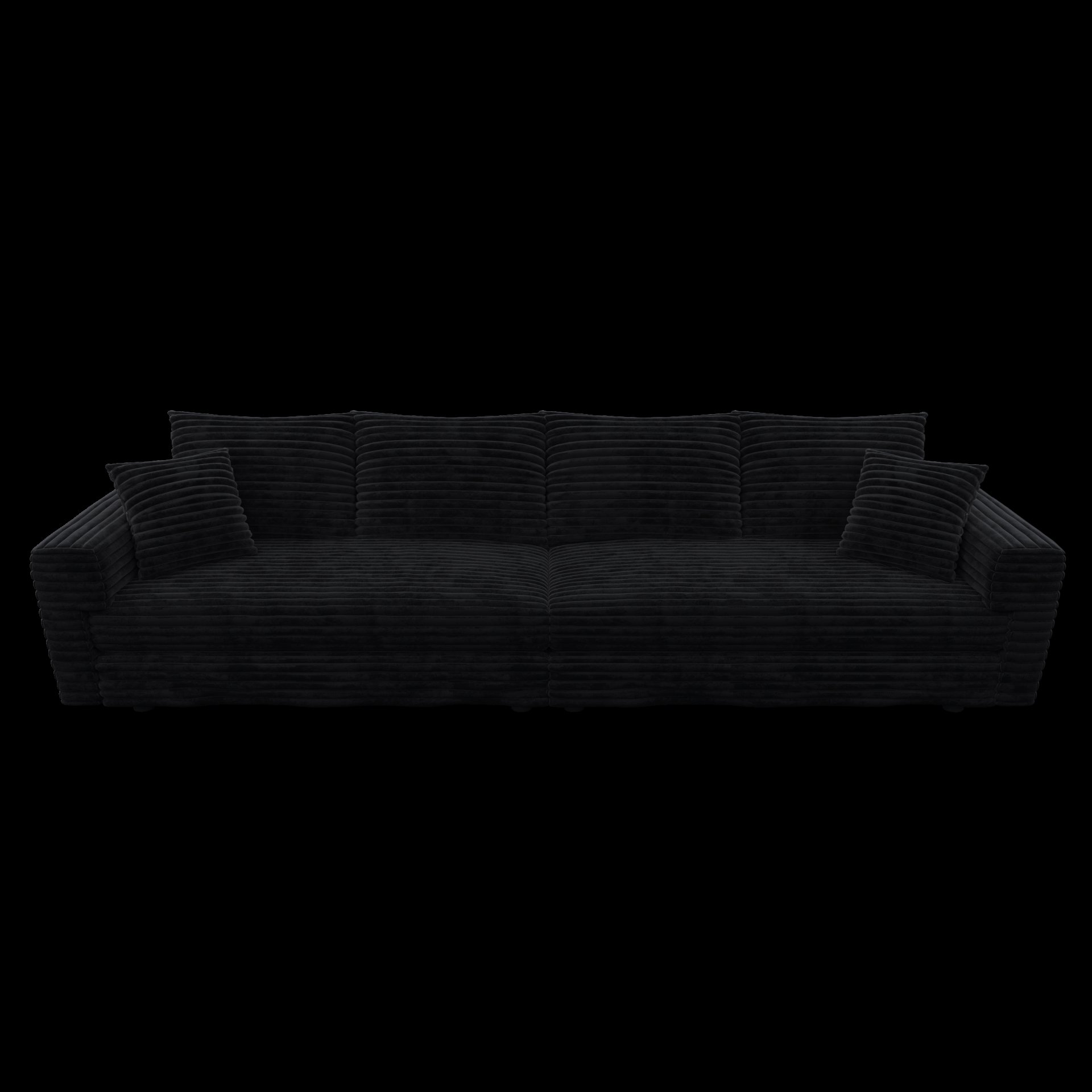 4 Seat Sofa, Deep Seat Couches With Soft Pillows And 3 Ottomans, Convertible Sofa Lounge Chair, For Living Room - Black - Image 17