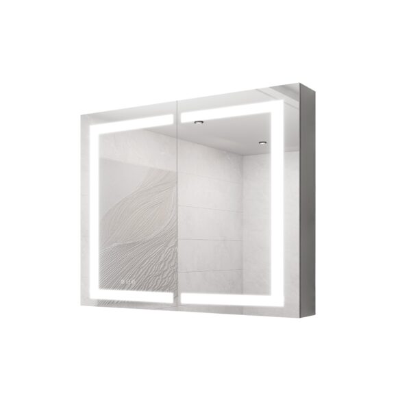 36" X 30" Medicine Cabinet With LED Vanity Mirror, Anti-Fog, Recessed Or Surface Mount, Waterproof, Dimmable, Aluminum 3000K~6000K Lighted Double Door Bathroom Cabinet With Touch Switch - Silver