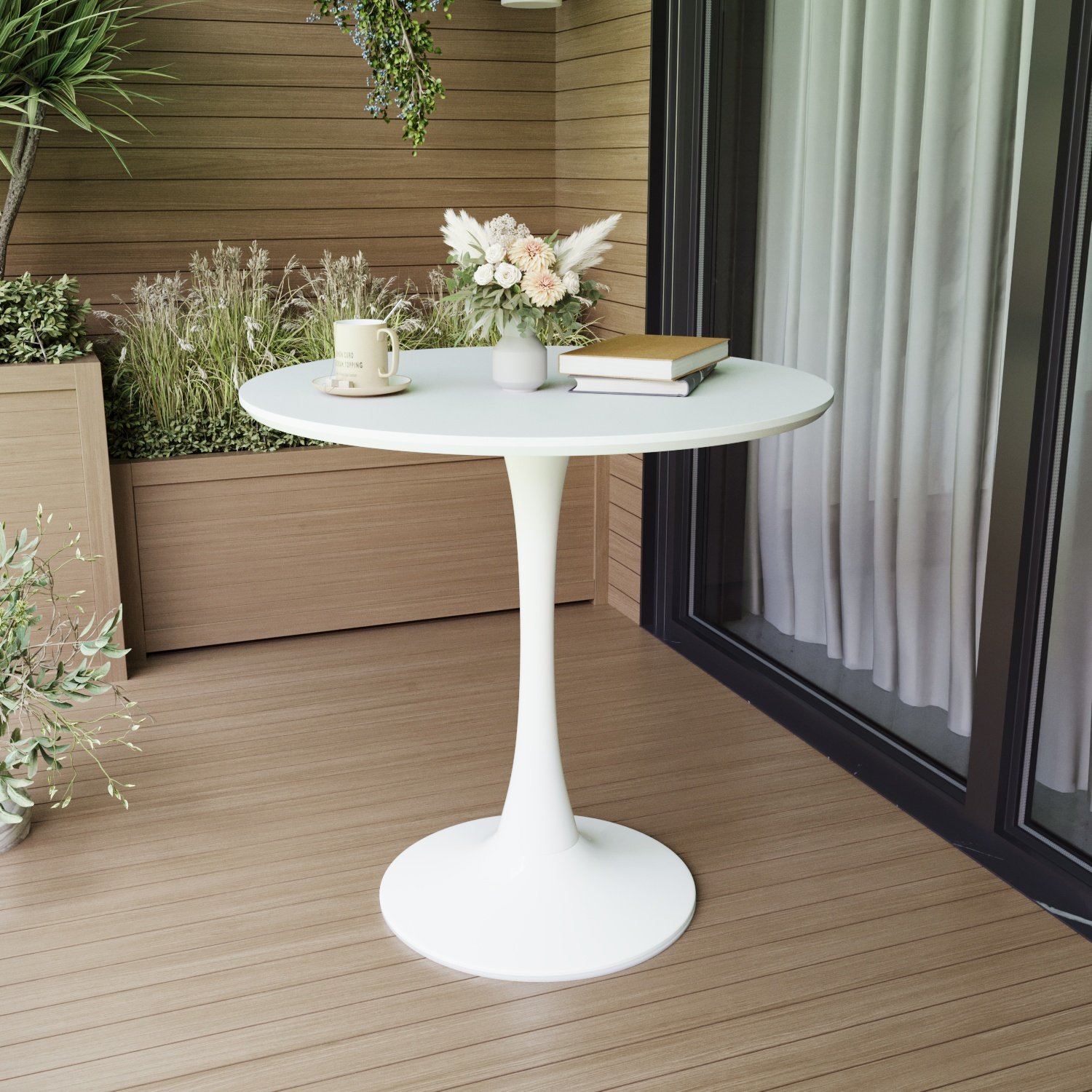 Round Dining Table For 2 - 4 People - White - Image 5
