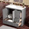 36" Shaker Free Standing Bathroom Vanity Cabinet With Sink, Soft Close Drawers, Soft Close Doors - Gray - Image 2