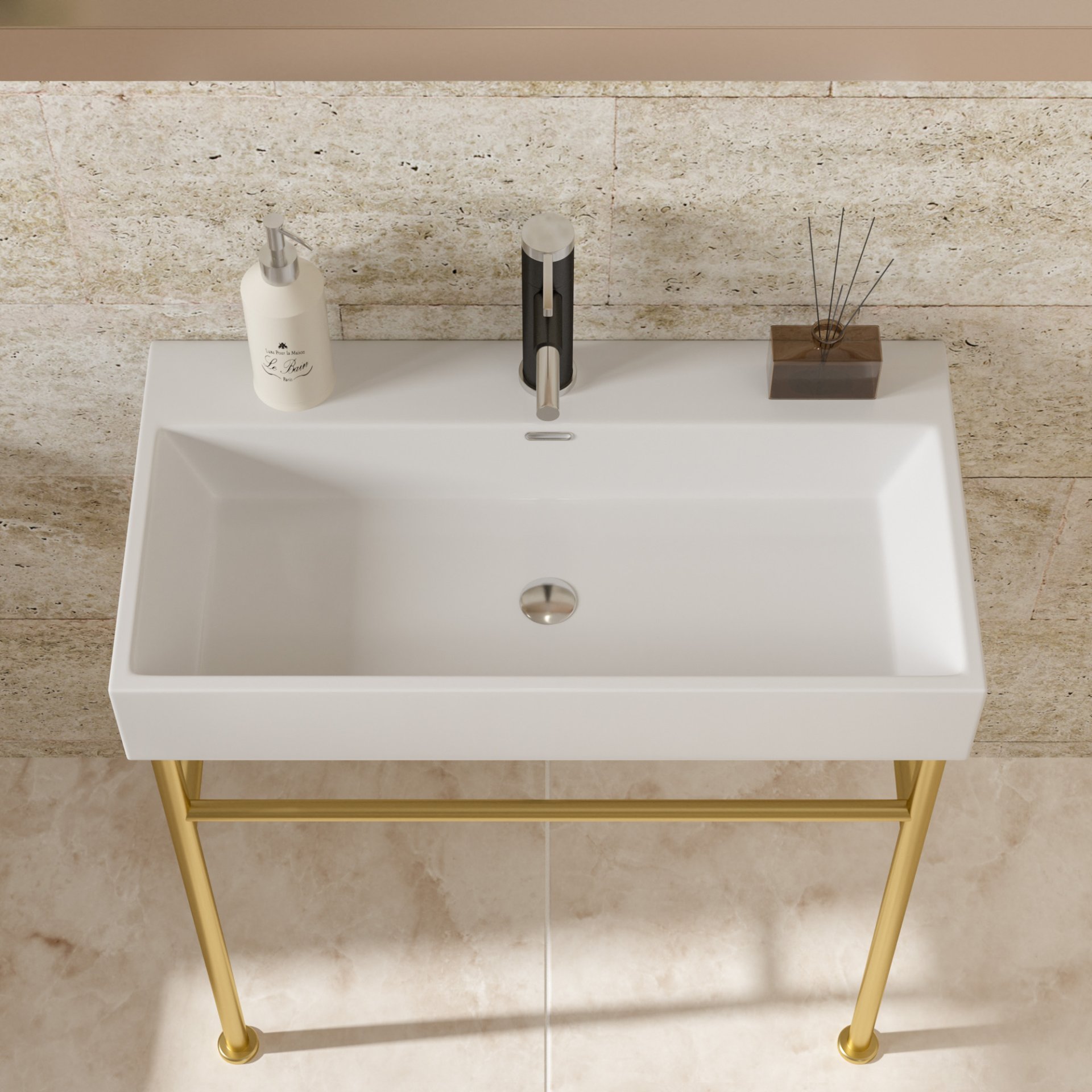 Ceramic Console Sink Basin With Legs 30" Bathroom Console Sink With Overflow - White - Image 6