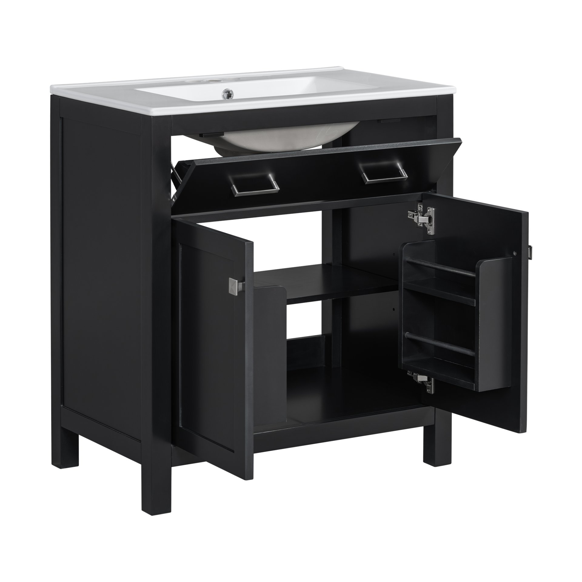 30" Bathroom Vanity With Sink And Soft Close Doors - Black - Image 12