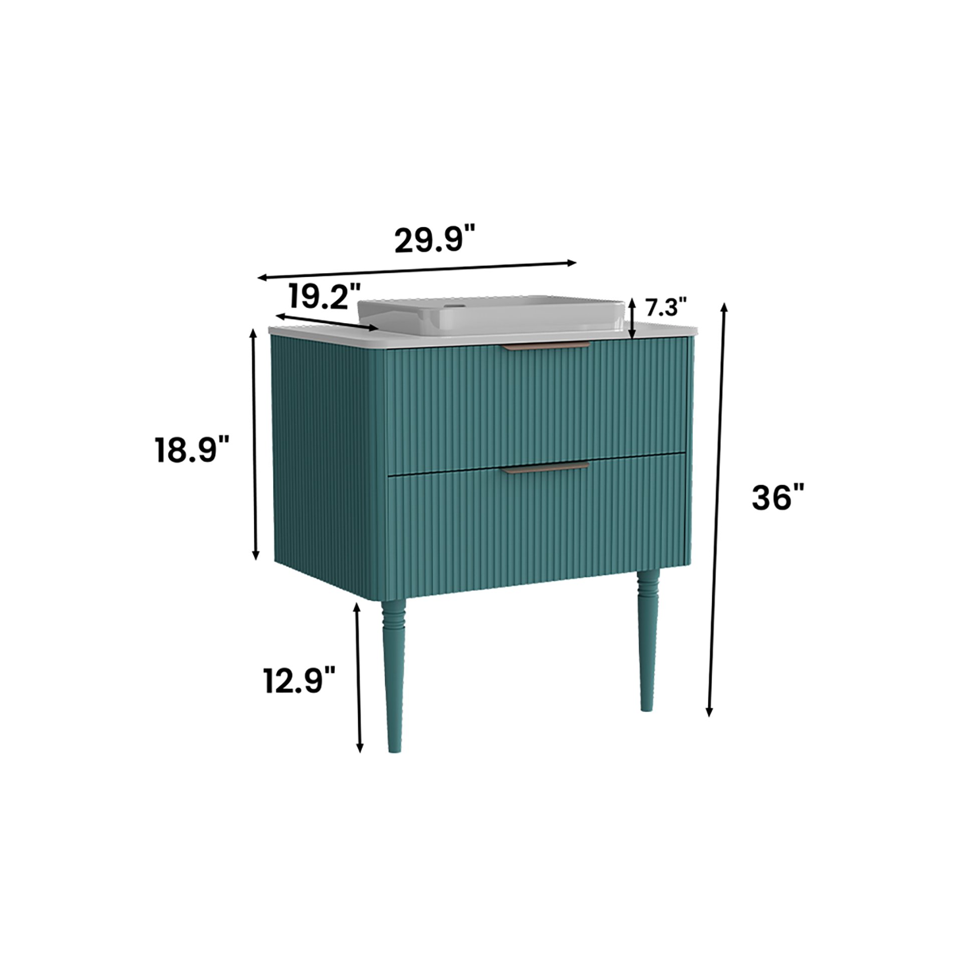 Elena - Modern Bathroom Vanity With Sink Luxury Bathroom Vanity With Ample Storage, 2 Soft Close Drawers, 2 In 1 Floating Or Freestanding Design - Blue - Image 3