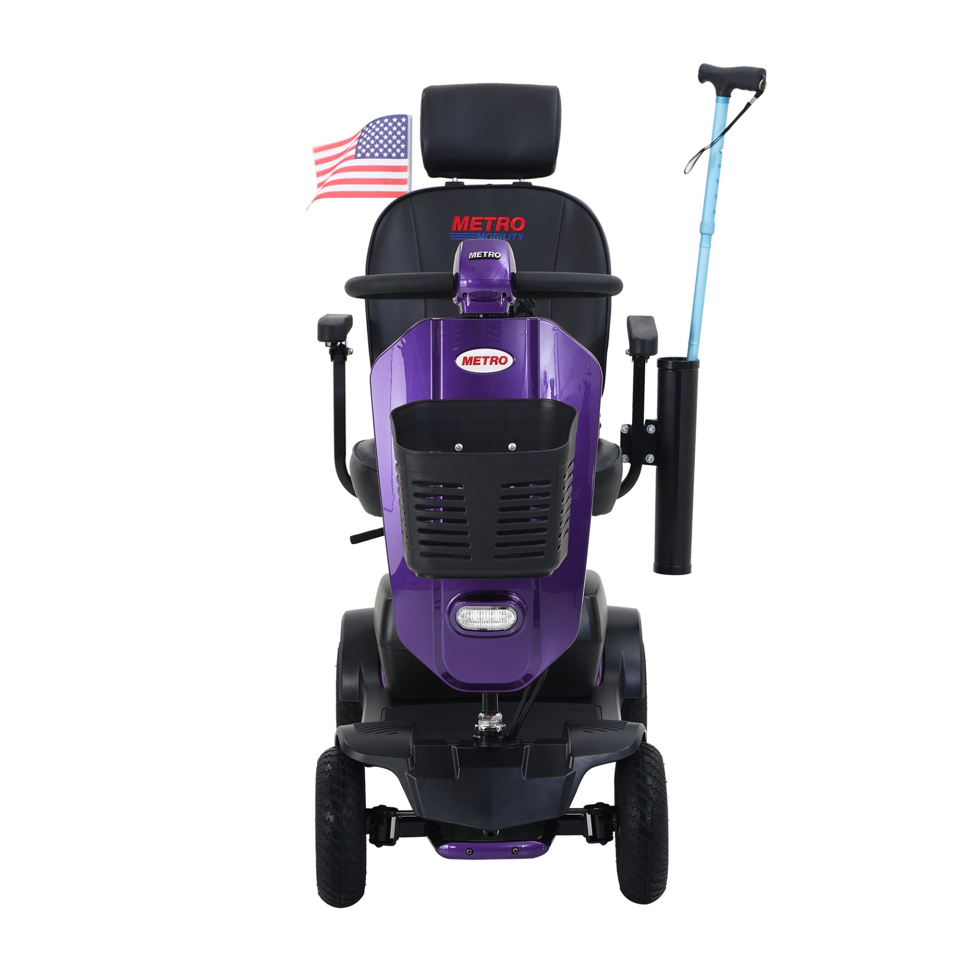 Max Plus - 4 Wheels Outdoor Compact Mobility Scooter With 2 Pieces X 20Ah Lead Acid Battery, 16 Miles, Cup Holders & USB Charger Port - Dark Purple - Image 2