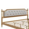 King Size Traditional Style Solid Bed Frame With Upholstered Tufted Headboard, No Box Spring Needed - Walnut - Image 7