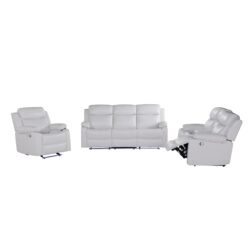 Blanche - 3 Piece Reclining Sofa And Loveseat And Recliner With LED Lights - White