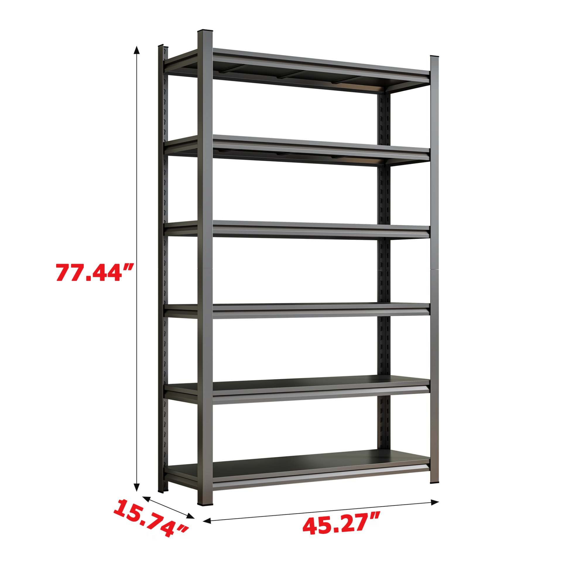 Garage Storage Rack, 6 Story Shelves, Adjustable Partition Storage Unit, Supermarket, Home, Basement Storage Rack - Black - Image 3