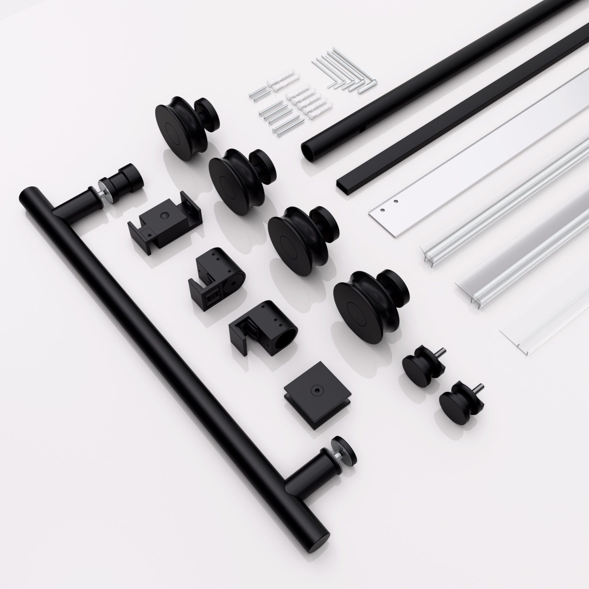 Frameless Single Sliding Shower Door With Clear Tempered Glass - Matte Black - Image 12