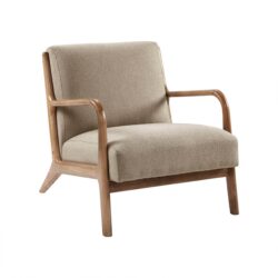 Mid - Century Lounge Chair With Upholstered Seat - Taupe