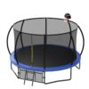 12Ft Recreational Kids Trampoline With Safety Enclosure Net & Ladder, Outdoor Recreational Trampolines - Blue - Image 4
