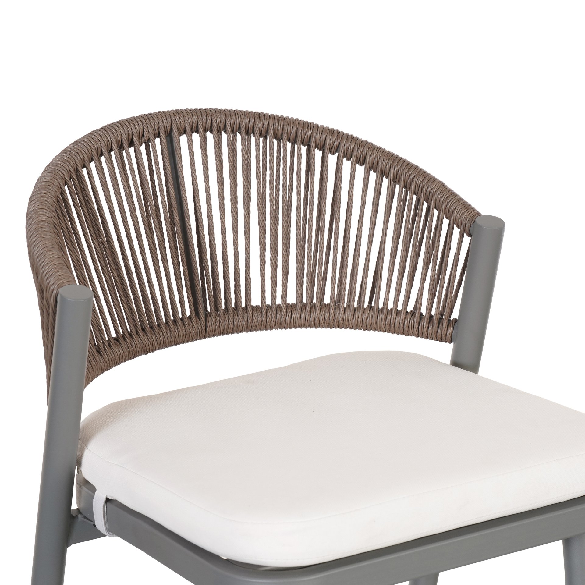 Outdoor Bar Height Metal Frame Counter Stools With Scallop Shaped Backrest & Water Resistant Cushions (Set of 2) - Matte Gray - Image 7