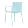 4 Piece Stackable Single Chairs With Vertical Stripe Design For All Weather - Light Blue - Image 13