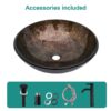Textured Vessel Sink With Faucet And Pop Up Drain, Oval Basin Vanity For Bathroom - Brown - Image 5