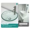 Crackle Vessel Sink, Round Bowl With Pop Up Drain - Clear - Image 2