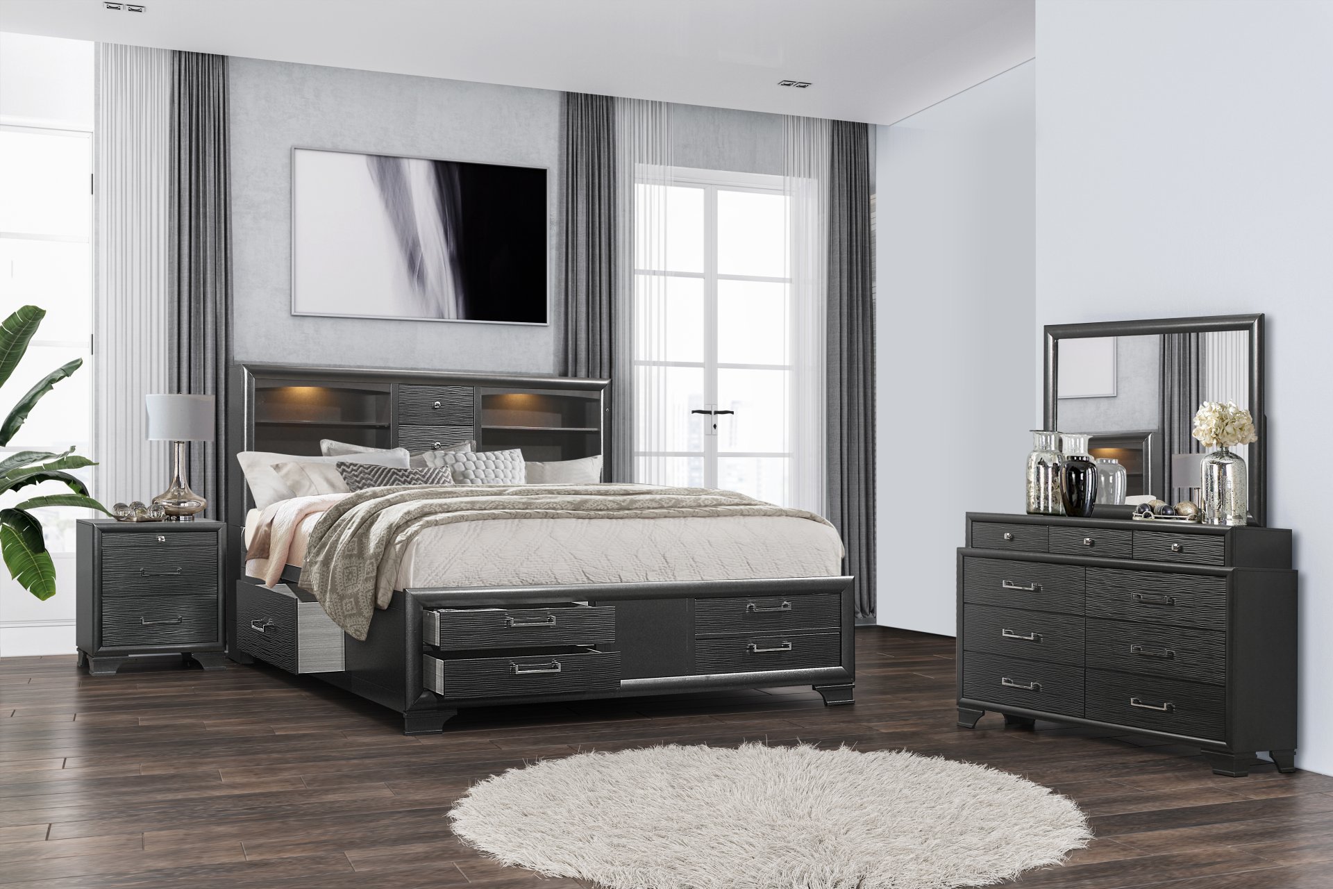 Civic - King Bed - Gray - Image 12