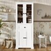 Bathroom Storage Cabinet, Adjustable Shelves & Drawer, Freestanding Linen Tower - White - Image 2
